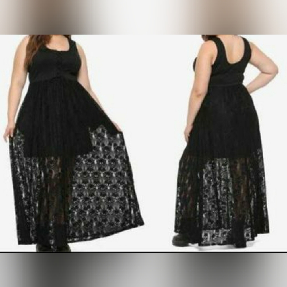 Black Lace Up Skull Maxi Dress